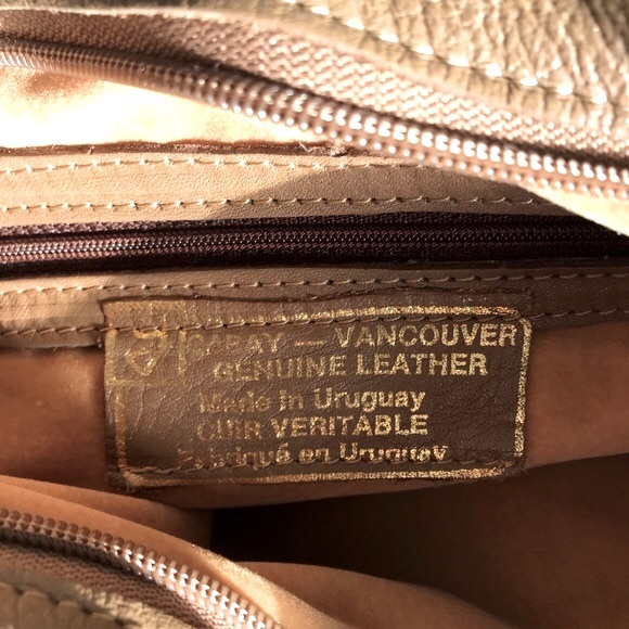 Gabay | Woven Leather Shoulder Bag Taupe w/Gold Orb - Picture 6 of 8